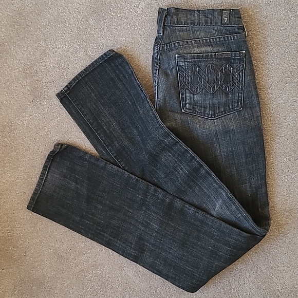 7 for all mankind Straight Leg Dark Gray Jeans - Picture 8 of 10